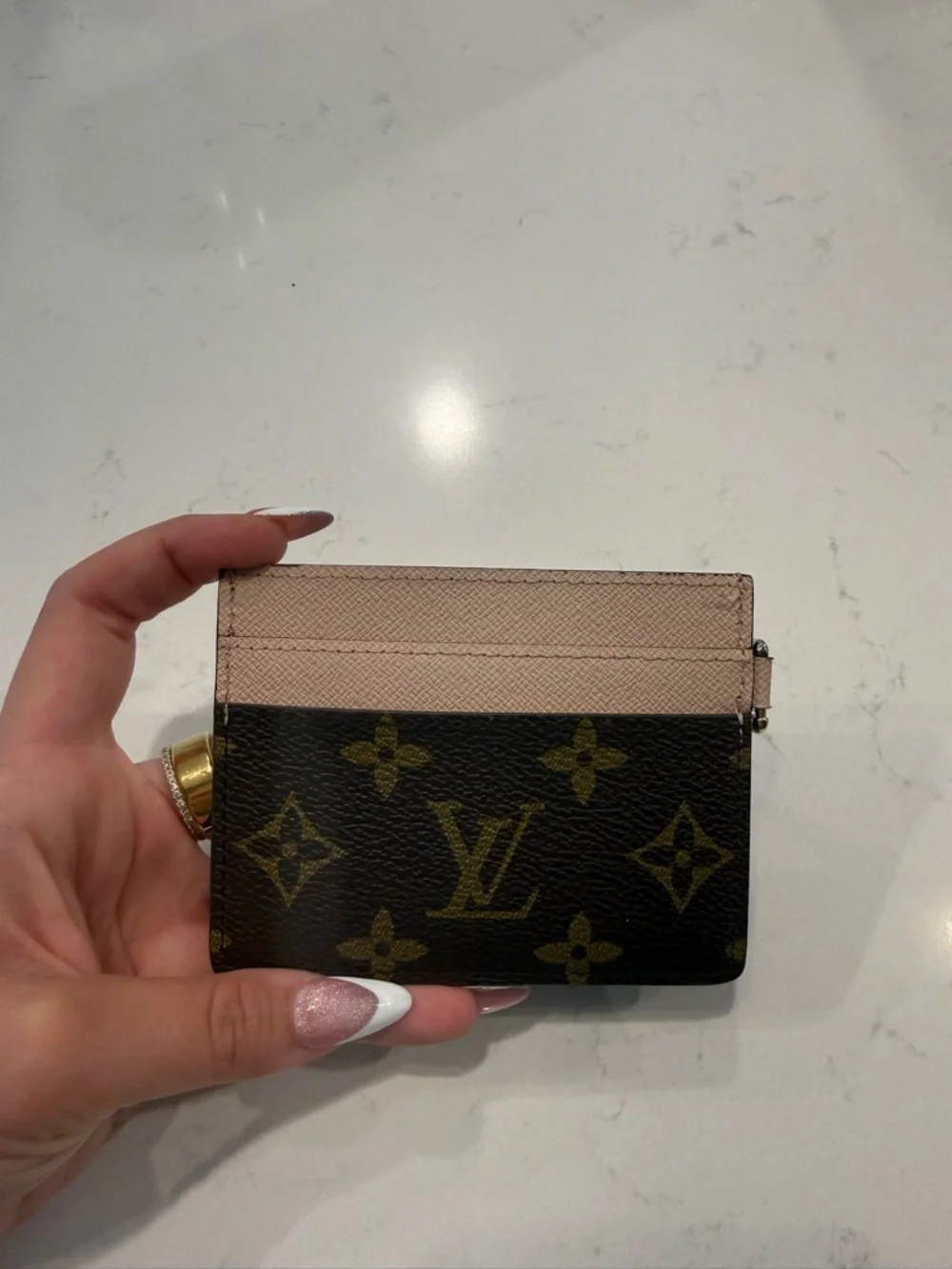 Louis Vuitton Brown Monogram Card & Key Holder with Pink Trim - Picture 2 of 4